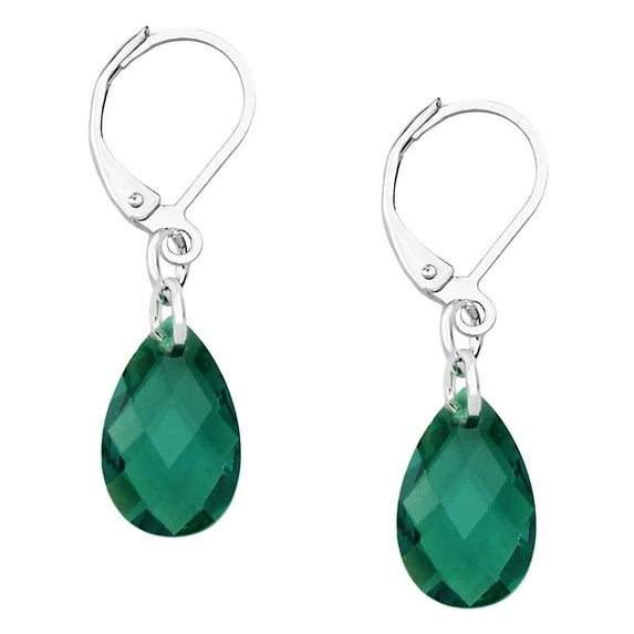 Falari Glass Crystal Tear Drop Shaped Earring Emerald