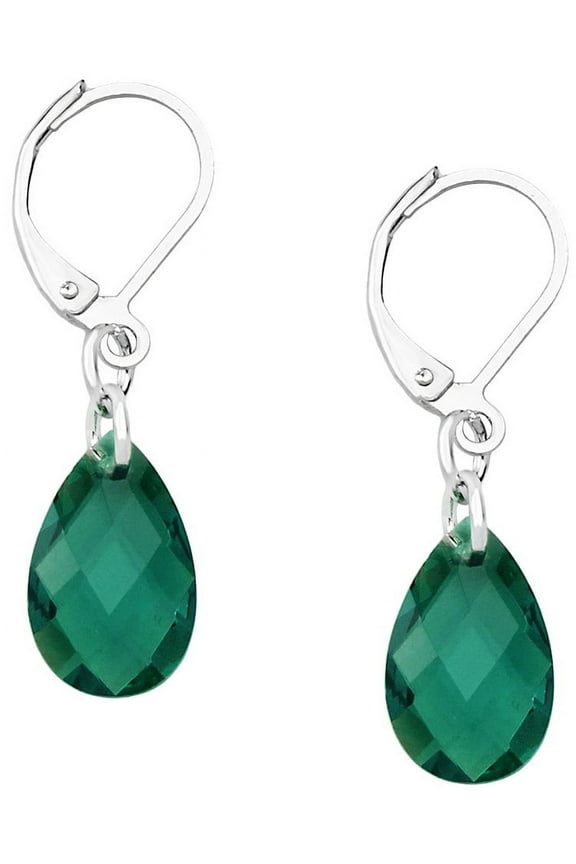 Glass Crystal Tear Drop Shaped Earring Emerald