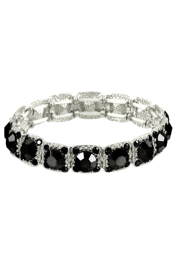High Quality Crystal Stretch Bracelet Wedding Bracelet Gift Box Included Jet