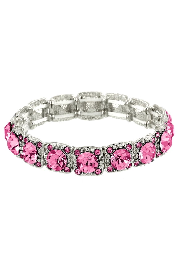 High Quality Crystal Stretch Bracelet Wedding Bracelet Gift Box Included Pink