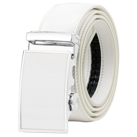 Falari Leather Dress Belt Ratchet Belt Holeless Automatic Buckle Adjustable Size