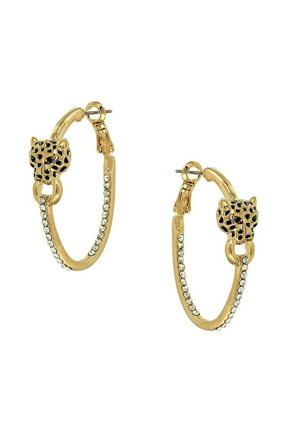 Leopard Hoop Earring Rhinestone Crystal