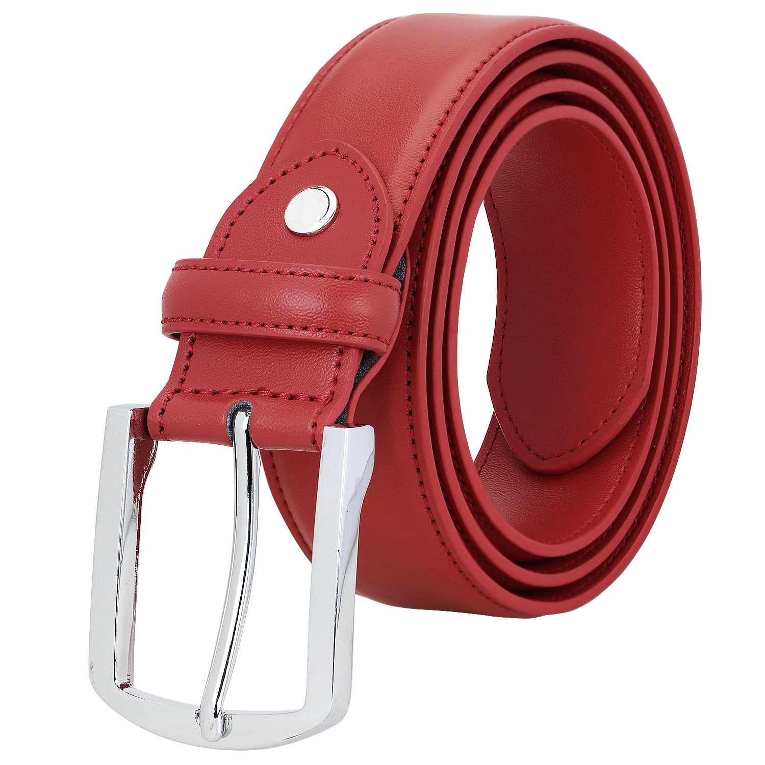 ?️NIB Red Dressy Genuine Leather Belt Small Falari Men Genuine Leather Casual Dress Belt With Single  main image 2