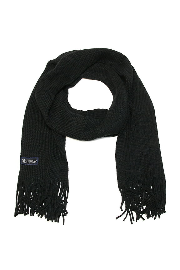 Men Knitted Winter Scarf Black