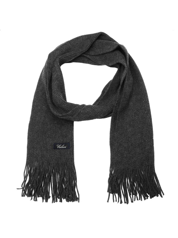 Men Knitted Winter Scarf Dark Grey