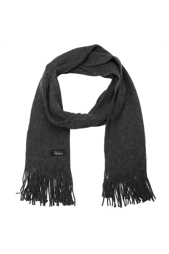 Men Knitted Winter Scarf Dark Grey