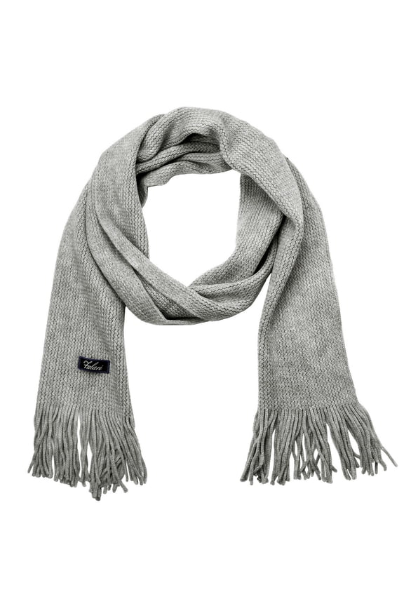 Men Knitted Winter Scarf Light Grey