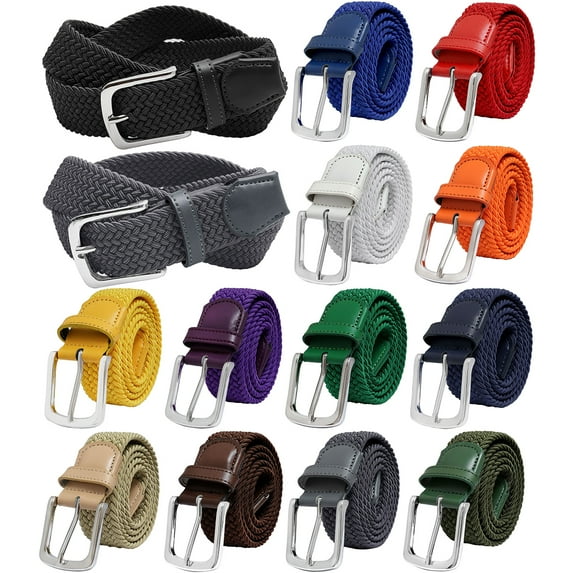 Falari Men Stretch Belt Canvas Elastic Fabric Woven Braided Belt Style 1005 Royal Large