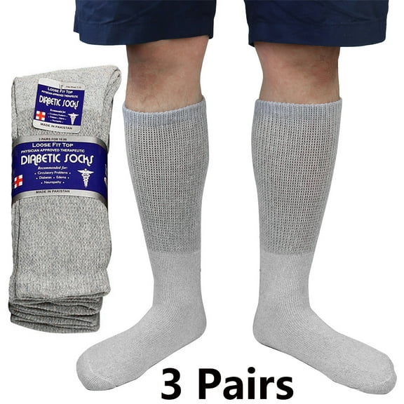 Falari Unisex Diabetic Crew Socks Physicians Approved & Doctor Recommended Socks for Circulatory Problems, Diabetes, Edema (Gray,13-15,3PK)