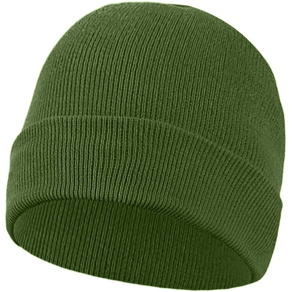 Falari Men Women Knitted Skully Beanie Hat Ski Cap Plain Solid Color Warm Great for Winter Army Green