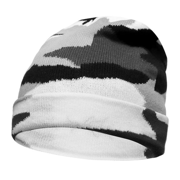 Falari Men Women Knitted Skully Beanie Hat Ski Cap Plain Solid Color Warm Great for Winter Gray Camouflage