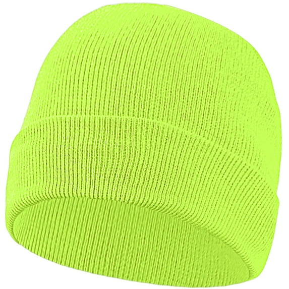 Falari Men Women Knitted Skully Beanie Hat Ski Cap Plain Solid Color Warm Great for Winter Neon Yellow