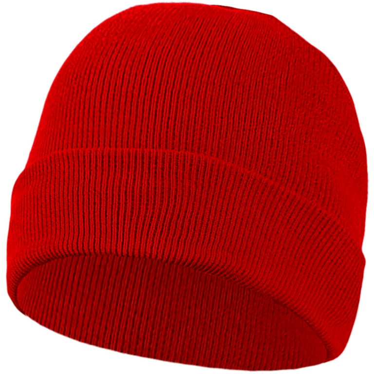 Falari Unisex Beanie Cap Knitted Warm Solid Color Red 63 2040A RED MC