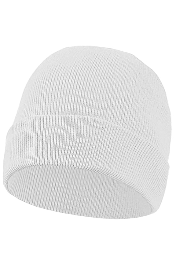 Men Women Knitted Skully Beanie Hat Ski Cap Plain Solid Color Warm Great for Winter White