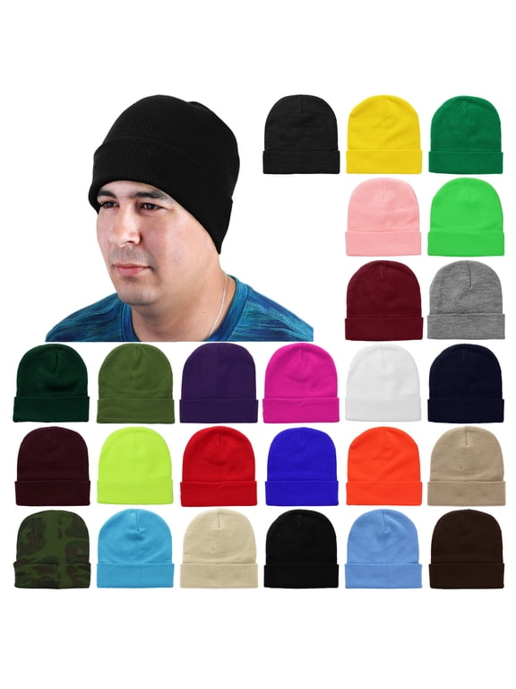 Men Women Skull Knitted Beanie Hat Ski Cap Plain Solid Color Warm Great for Winter Black