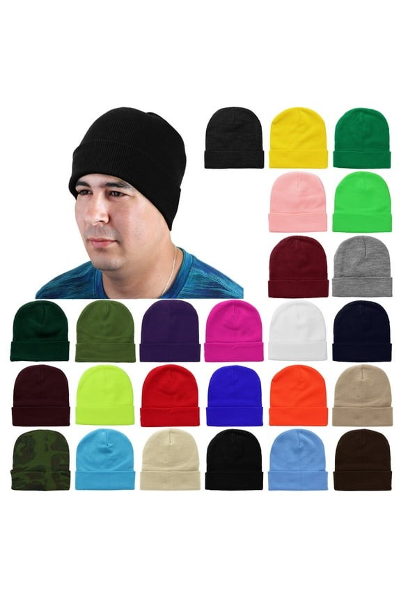 Men Women Skull Knitted Beanie Hat Ski Cap Plain Solid Color Warm Great for Winter Black