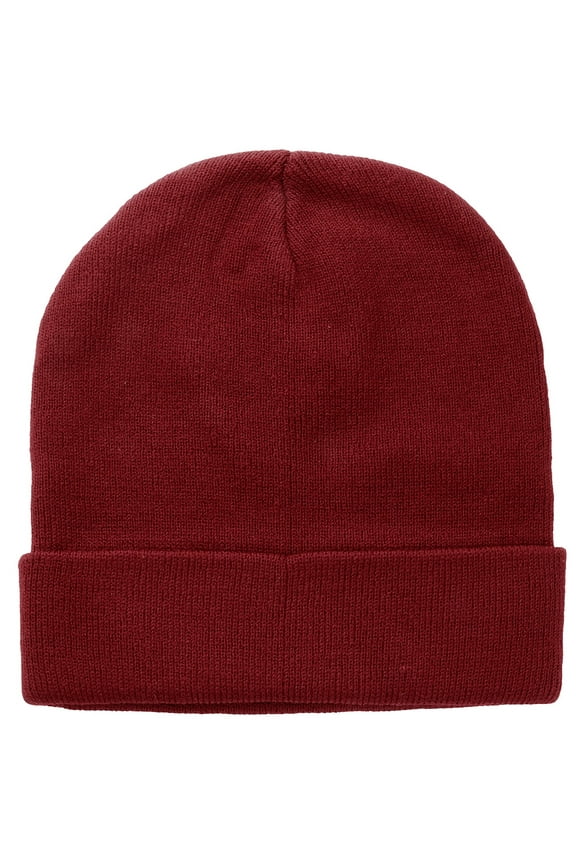 Men Women Skull Knitted Beanie Hat Ski Cap Plain Solid Color Warm Great for Winter Burgundy