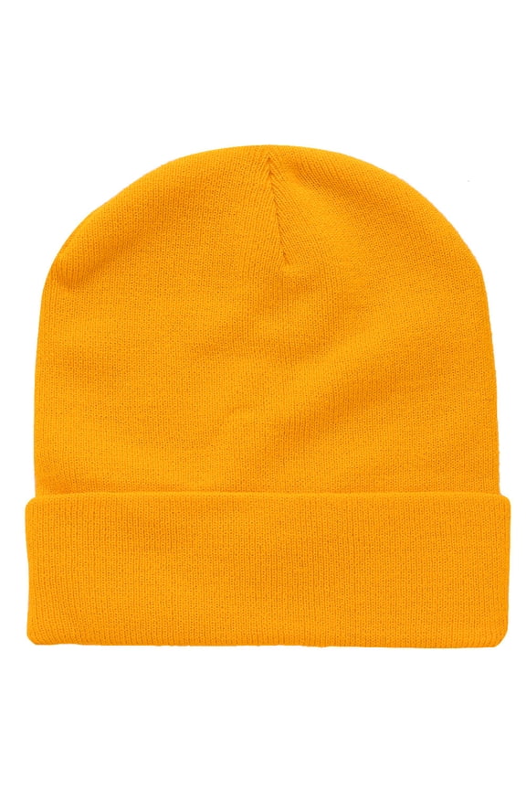 Men Women Skull Knitted Beanie Hat Ski Cap Plain Solid Color Warm Great for Winter Gold