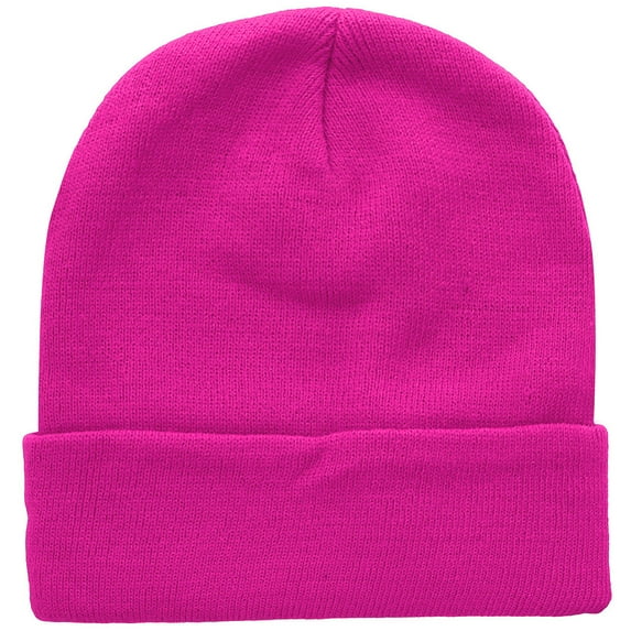 Falari Men Women Skull Knitted Beanie Hat Ski Cap Plain Solid Color Warm Great for Winter Hot Pink