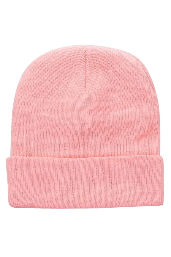 Men Women Skull Knitted Beanie Hat Ski Cap Plain Solid Color Warm Great for Winter Light Pink