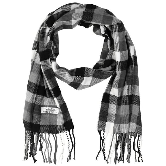 Falari Men Women Unisex Classic Soft Winter Scarf 78" x 12" - Black/Gray/White
