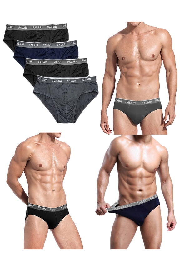 Men's 4-Pack Bamboo Rayon Ultra Soft Lightweight Breathable Briefs