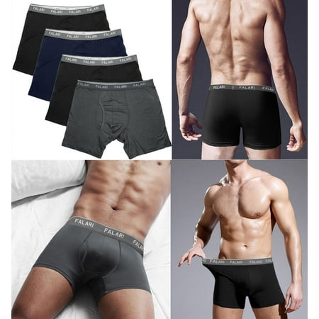 Falari Men's 4-Pack Boxer Briefs Bamboo Rayon Ultra Soft Lightweight Breathable