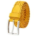 thumbnail image 1 of Falari Men's Braided Belt 100% Genuine Leather Stainless Steel Buckle 35mm ( Yellow - Small), 1 of 4