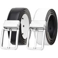 thumbnail image 1 of Falari Men's Reversible Dress Belt Genuine Leather (1 Belt 2 Colors) Black/White Medium, 1 of 5