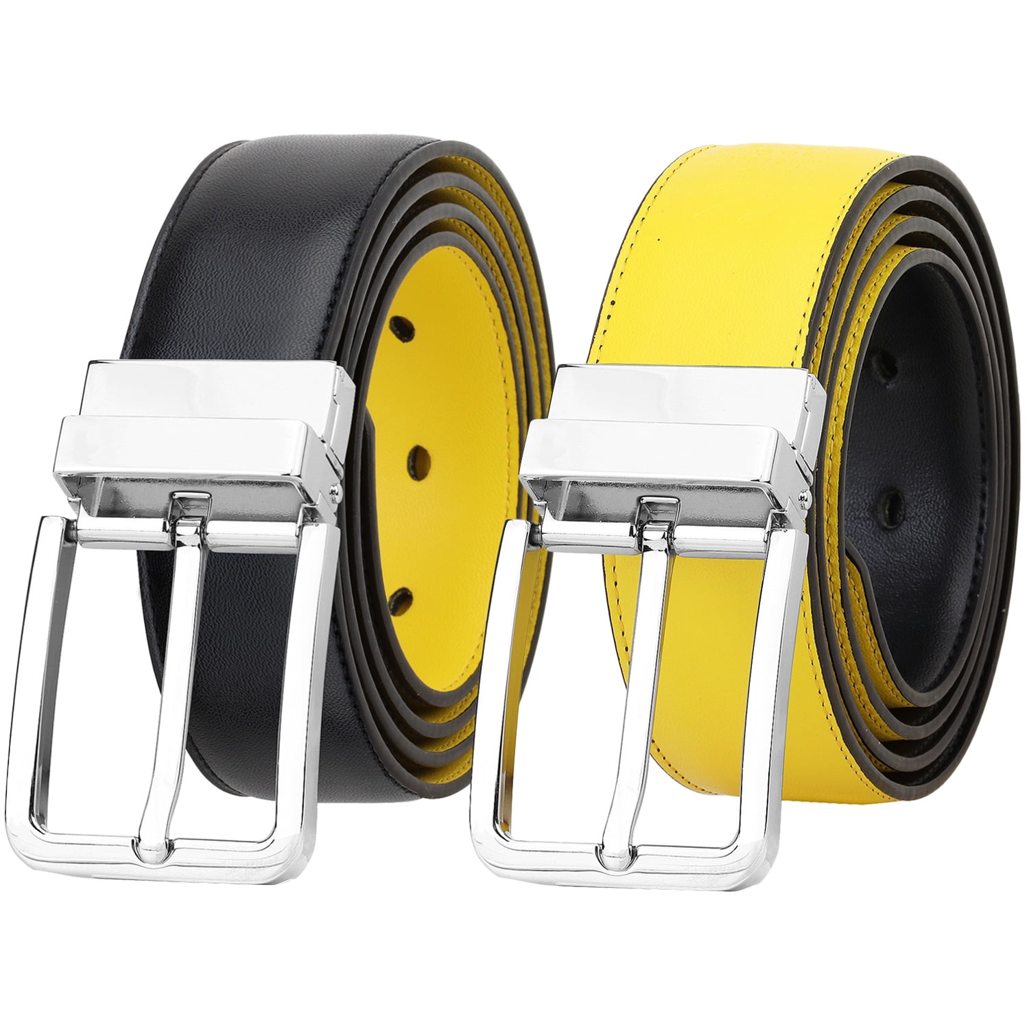 Falari Reversible Belt Genuine Leather Single Prong Buckle (1 Belt for 2 Colors) Falari-Men-s-Reversible-Dress-  main image 3