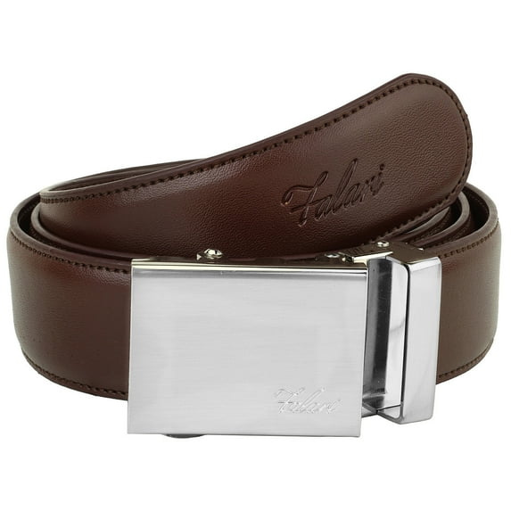 Falari Mens Genuine Leather Ratchet Dress Belt Automatic Sliding Buckle - 20 Variety Colors - Trim to Fit