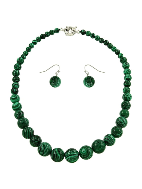 Natural Gemstone Necklace Earring Set