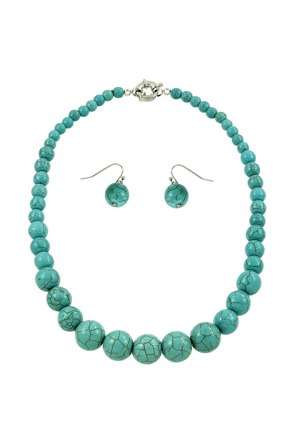Natural Gemstone Necklace Earring Set