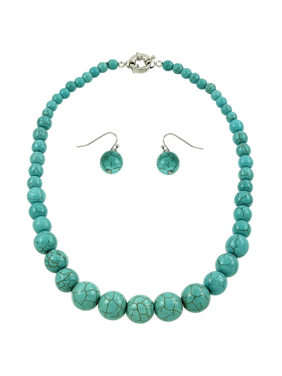 Natural Gemstone Necklace Earring Set