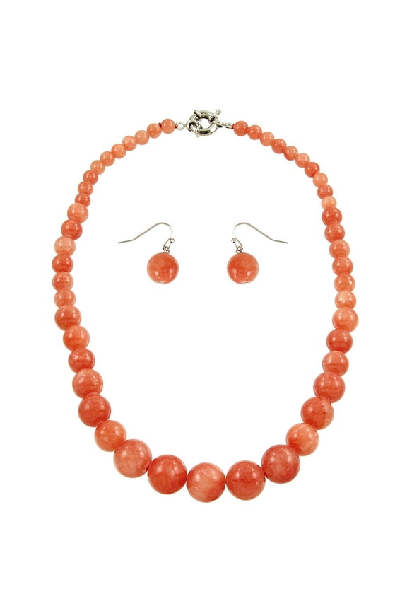 Natural Gemstone Necklace Earring Set
