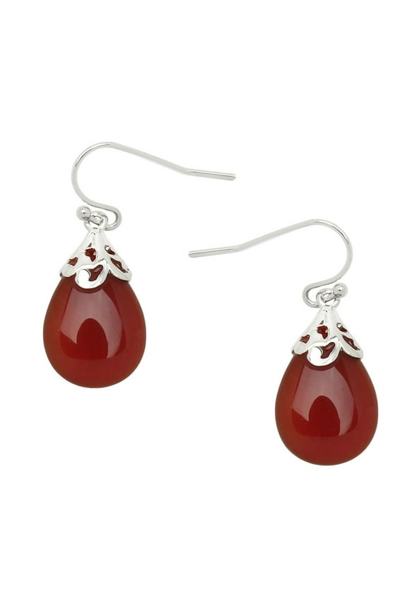 Natural Stone Tear Drop Shaped Earring Red Agate E0320-RA