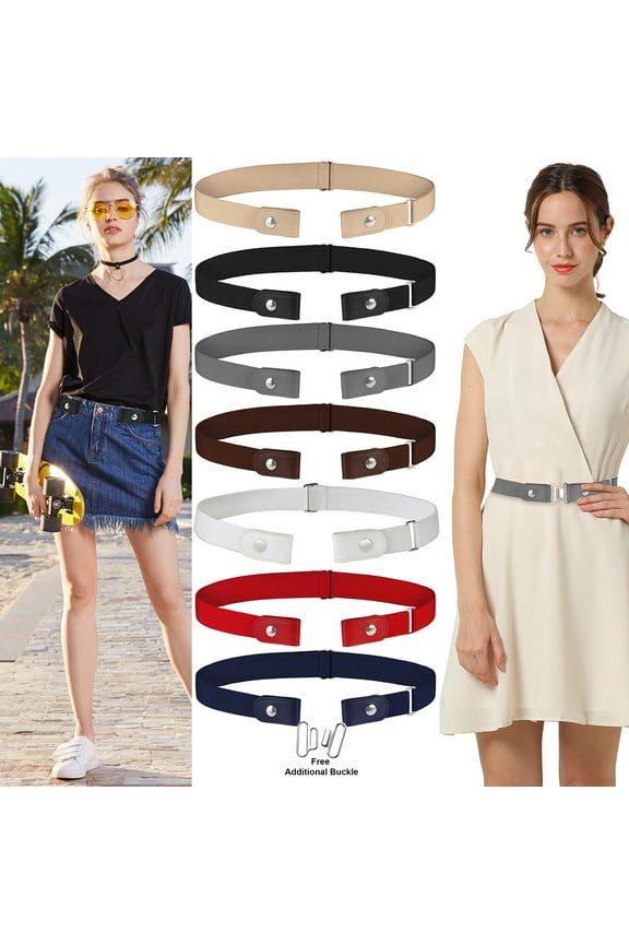 No Buckle Stretch Belt for Women Men Boy Girl Elastic Waist Invisible Belt for Jeans/Pants Brown XL