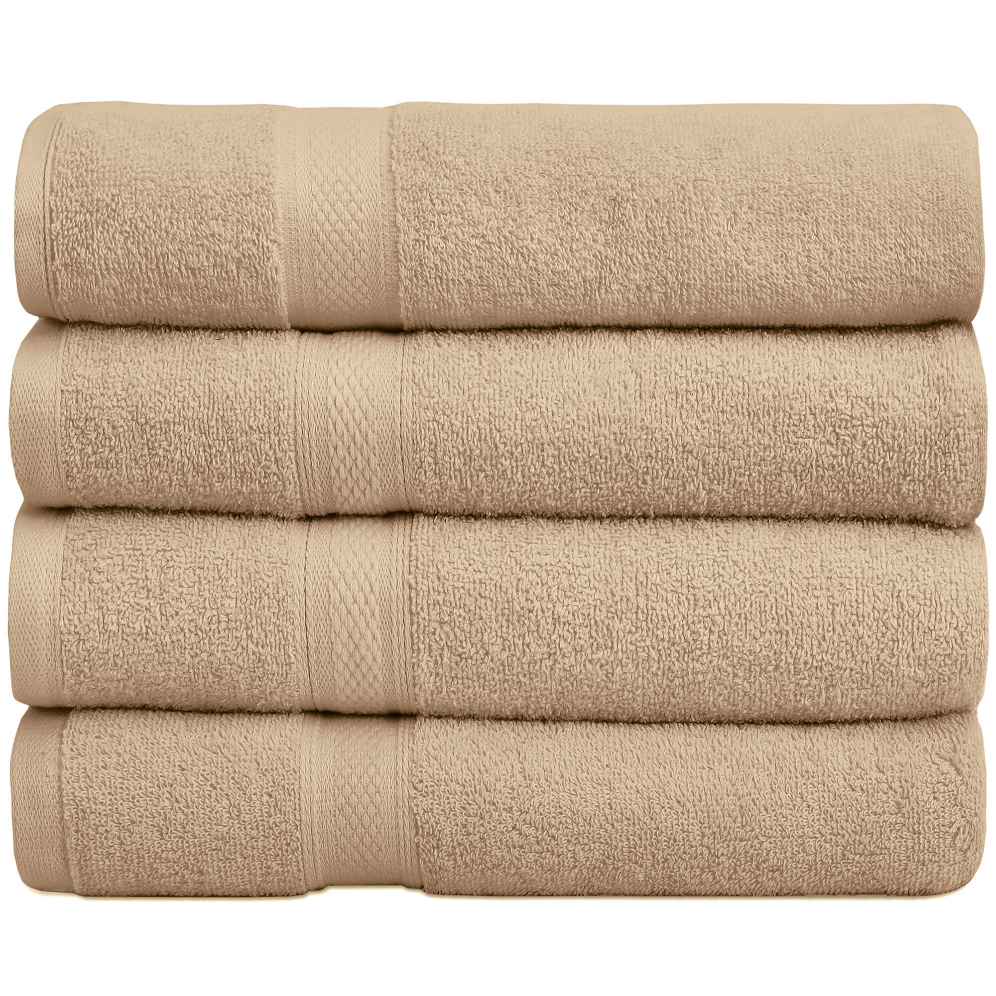 Falari Premium Bath Towel Set 100% Ring Spun Cotton Towels for Home Hotel Spa Extra Large 27x54 Maximum Softness and Absorbency 4-Pack Beige
