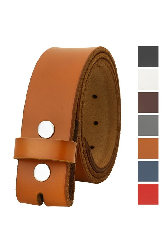 Replacement Genuine Leather Belt Strap Without Buckle Snap on Strap 1.5" Wide 8005