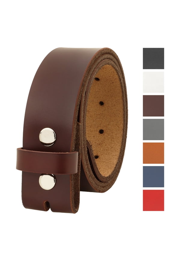 Replacement Genuine Leather Belt Strap Without Buckle Snap on Strap 1.5" Wide 8005
