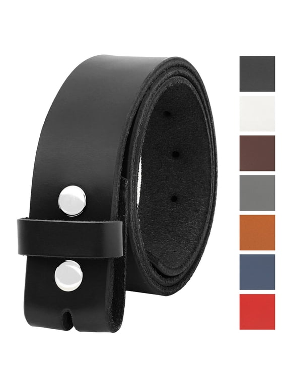 Replacement Genuine Leather Belt Strap Without Buckle Snap on Strap 1.5" Wide 8005