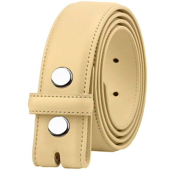 Falari Replacement Leather Dress Belt Strap Without Buckle Snap on Strap 33mm fit 35mm Buckle - Beige L