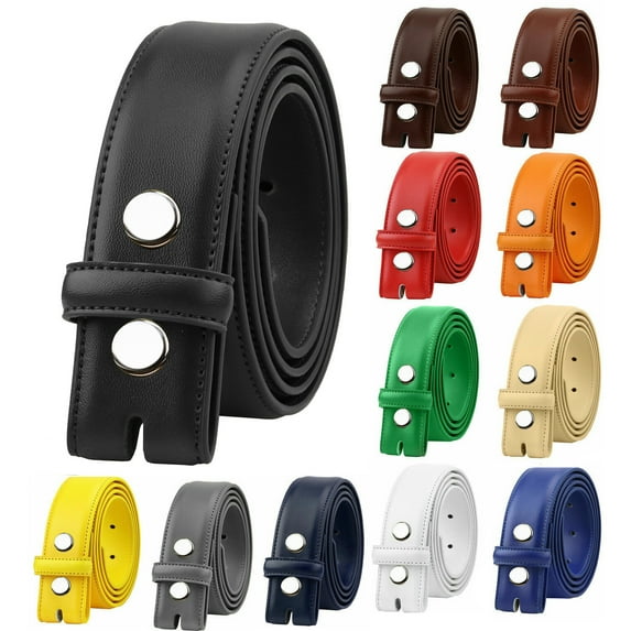 Falari Replacement Leather Dress Belt Strap Without Buckle Snap on Strap 33mm fit 35mm Buckle - Black L