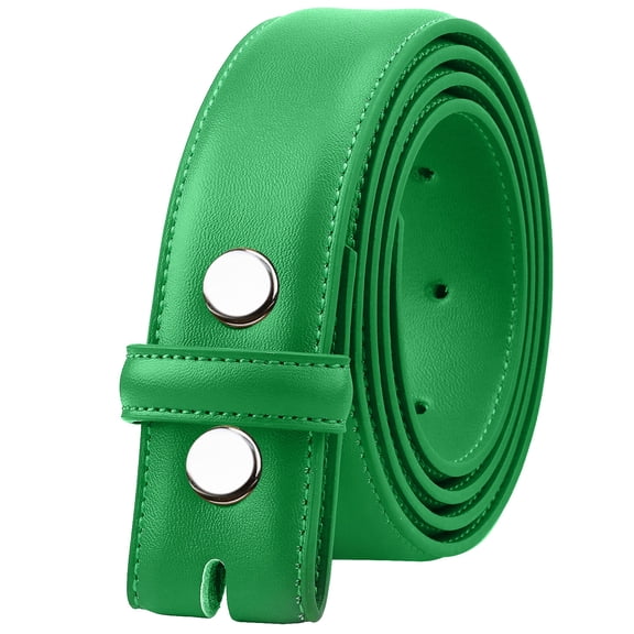 Falari Replacement Leather Dress Belt Strap Without Buckle Snap on Strap 33mm fit 35mm Buckle - Kelly Green M