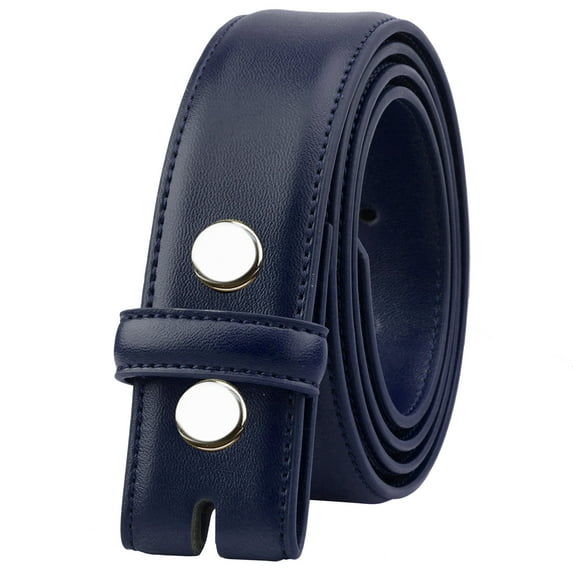Falari Replacement Leather Dress Belt Strap Without Buckle Snap on Strap 33mm fit 35mm Buckle - Navy XL