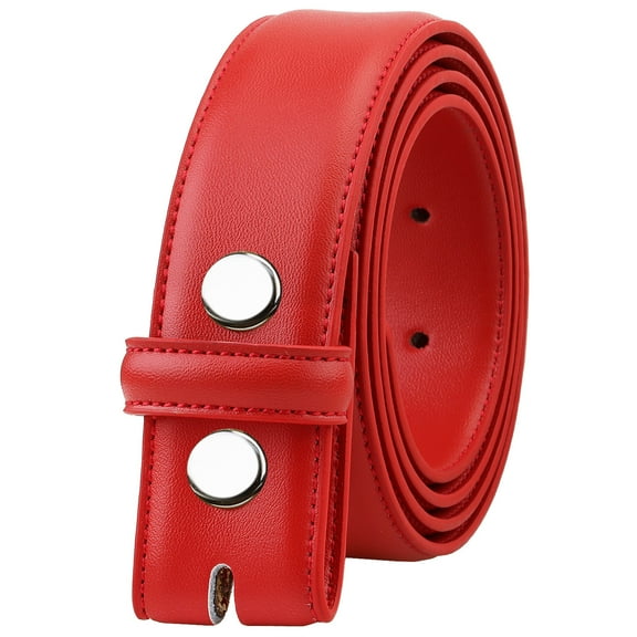 Falari Replacement Leather Dress Belt Strap Without Buckle Snap on Strap 33mm fit 35mm Buckle - Red XL