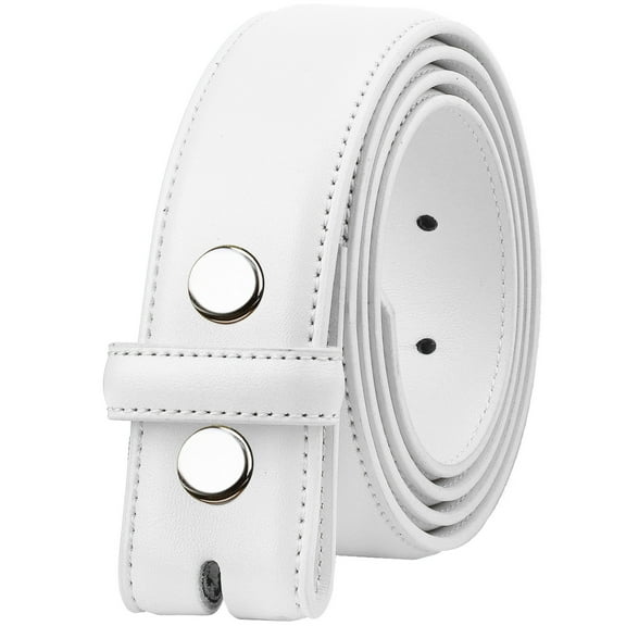 Falari Replacement Leather Dress Belt Strap Without Buckle Snap on Strap 33mm fit 35mm Buckle - White XL