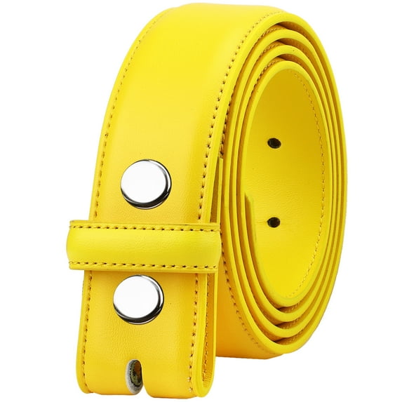 Falari Replacement Leather Dress Belt Strap Without Buckle Snap on Strap 33mm fit 35mm Buckle - Yellow M