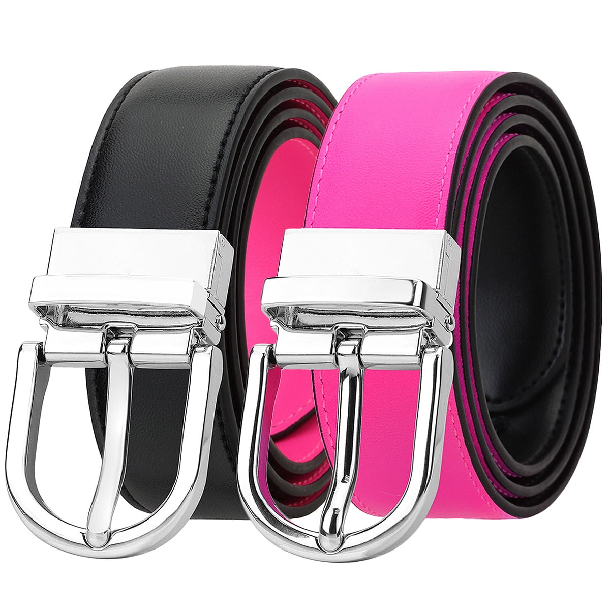 Black and Pink Leather Belt with Silver Buckle Chrome Hearts Black Rhodium  main image 4