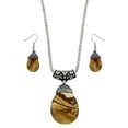 thumbnail image 1 of Falari Tear Drop Shaped Natural Gemstones Necklace Earring Set, 1 of 3